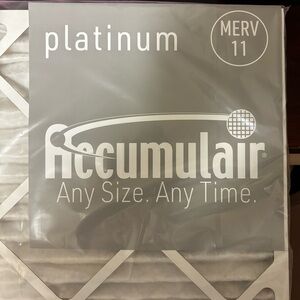 Accumulair platinum MERV 11   22 x 22 x 1 AC filters 6 filters in box Brand New